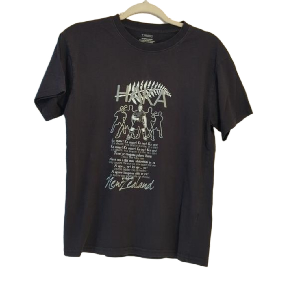 🖤 Haka T-shirt New Zealand black size M, words to Haka Song Rugby